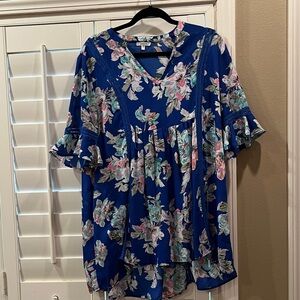 JODIFL Floral Print Blouse in vibrant blue